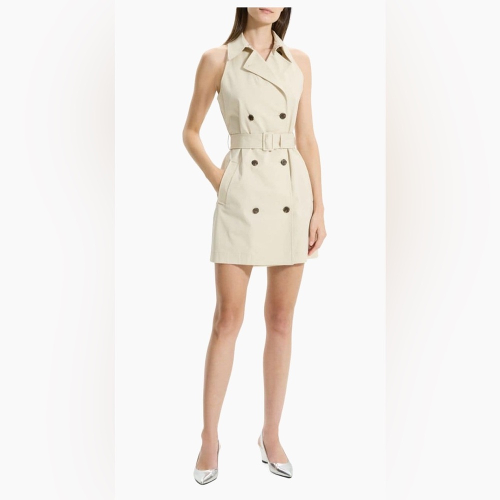 Theory Halter Trench Mini Dress in Sand - NWT